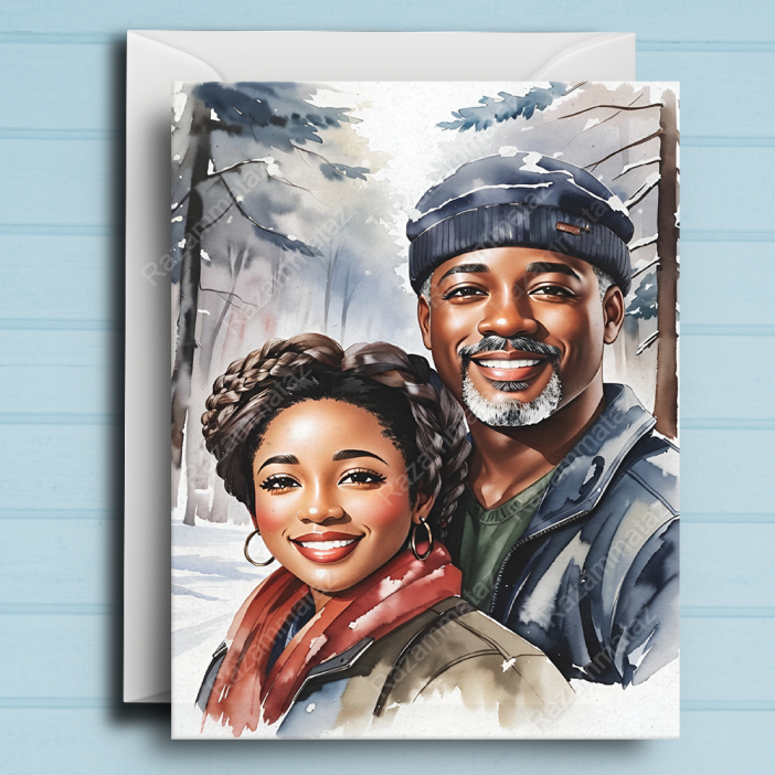 Black Couple D Christmas Card